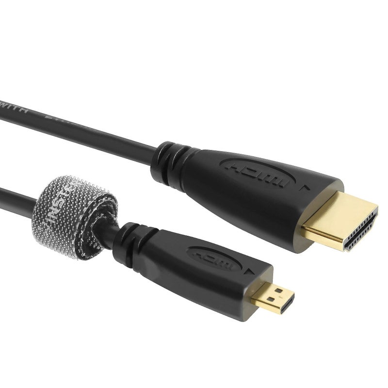 NiceTQ 6ft Micro-HDMI (type D) to Regular HDMI (type A) high Speed Cable with Ethernet (up to 1440p) for MOTOROLA MB810 DROID X / HTC Touch EVO 4G - Image 1
